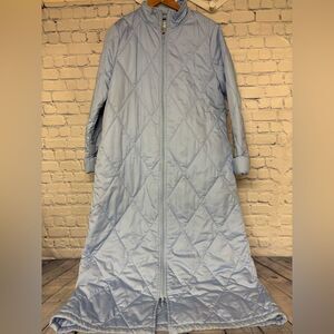 ELLA SIMONE Pale Blue Comfort Lounge Classic Quilted Longline Zip Robe M